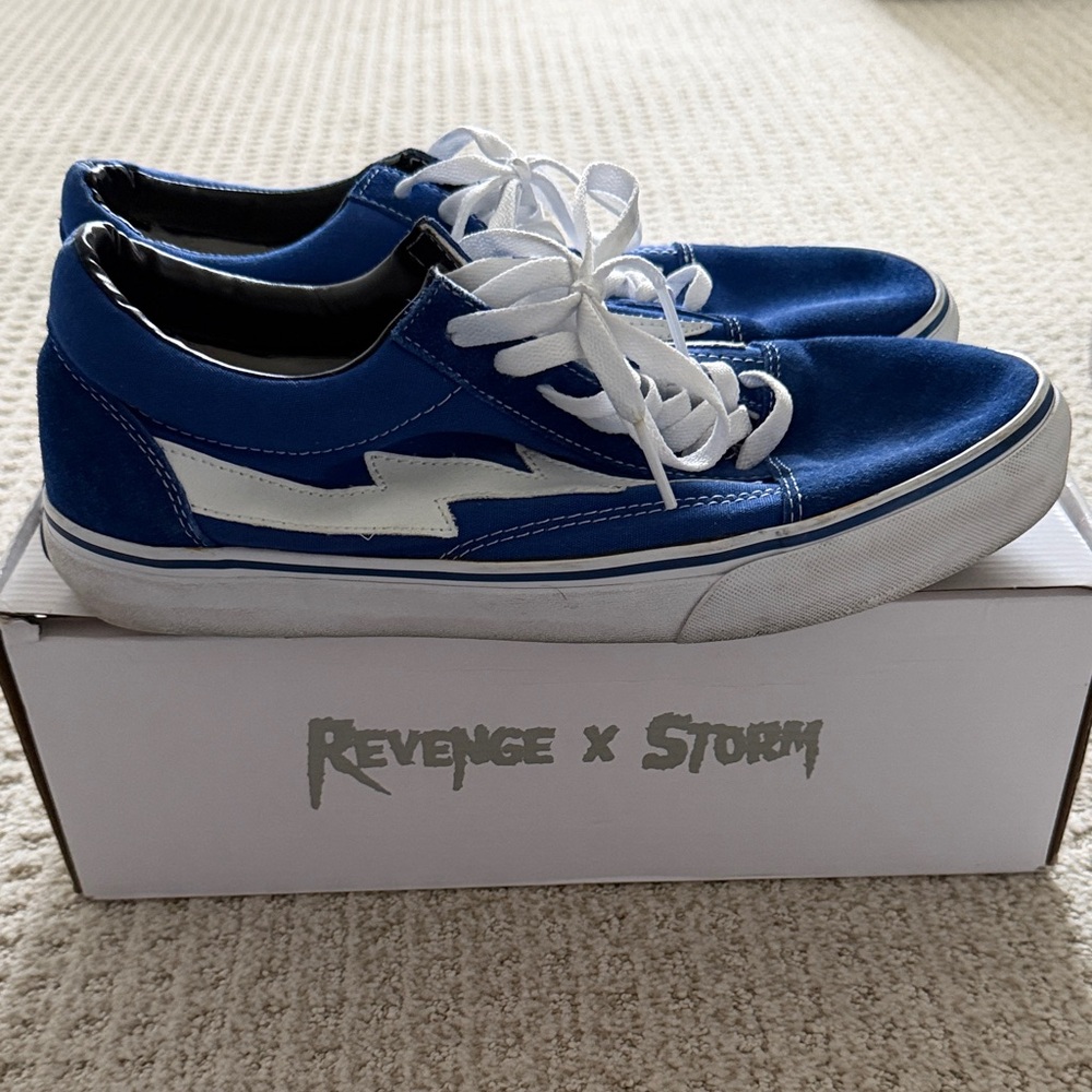 Revenge X Storm Blue and White Sneakers with box